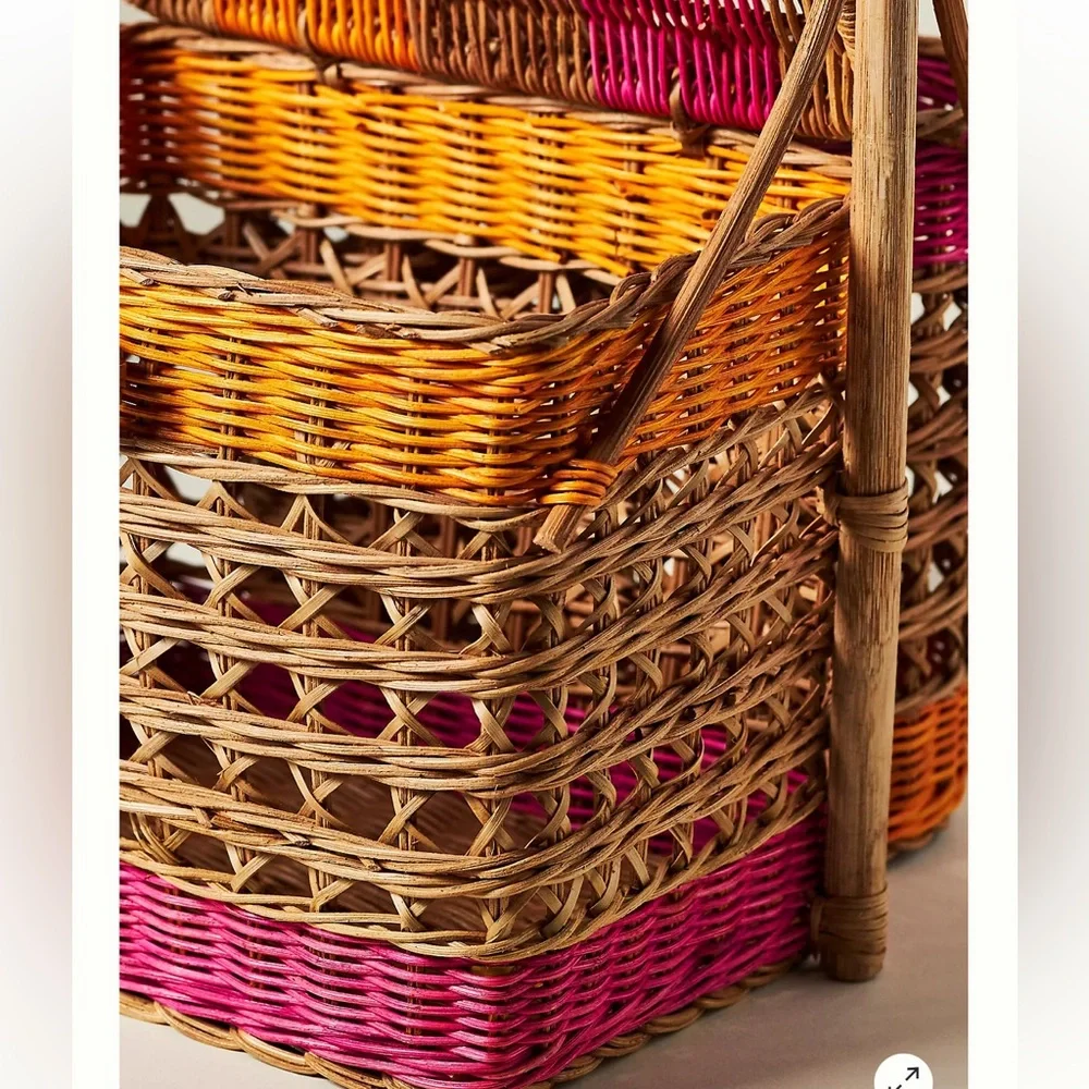 NEW Anthropologie Nina Handwoven Wine Picnic Basket - Picture 4 of 13